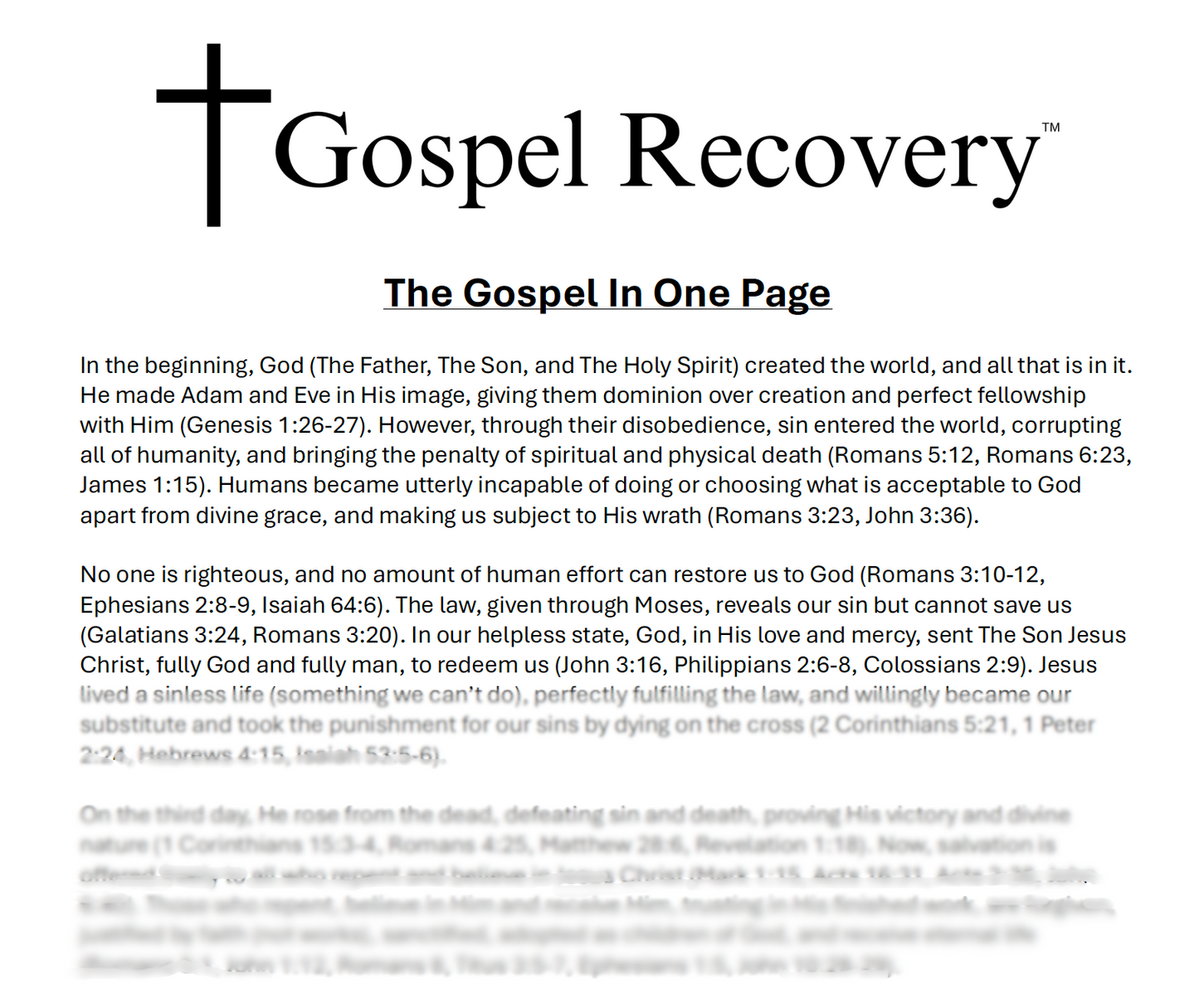 The Gospel In One Page - Digital Download